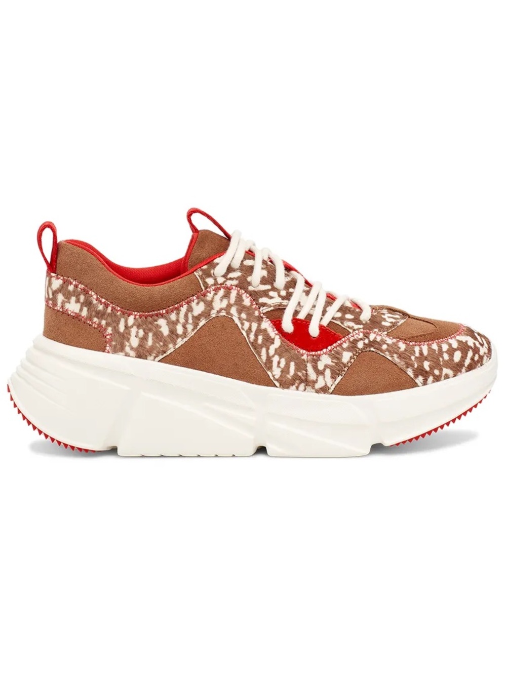 UGG Calle Lace Speckled Sneakers Bambi Print Shoes with Red and Calf Hair